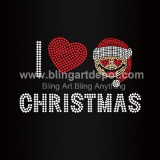 I Heart Christmas Rhinestone Iron On Transfers